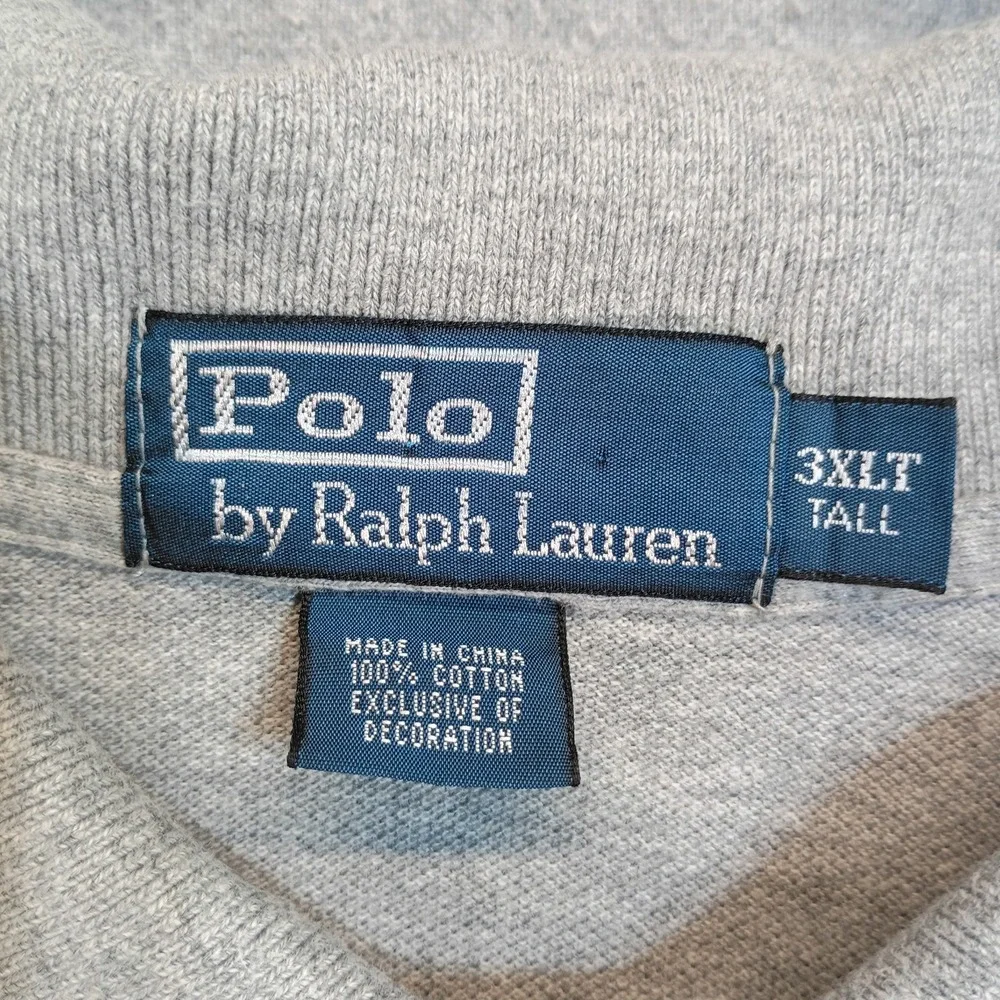 Polo Ralph Lauren Gray Cotton Polo Shirt 3XLT Big Tall Classic Fit Preppy Casual